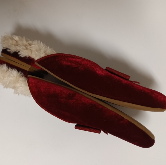 Birdies | The Phoebe Crushed Velvet Bow House Slippers in Burgundy Womens Size 6 - Picture 9 of 16